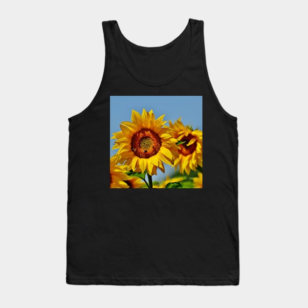 Sunflower with bees. Tank Top by Rosettemusicandguitar